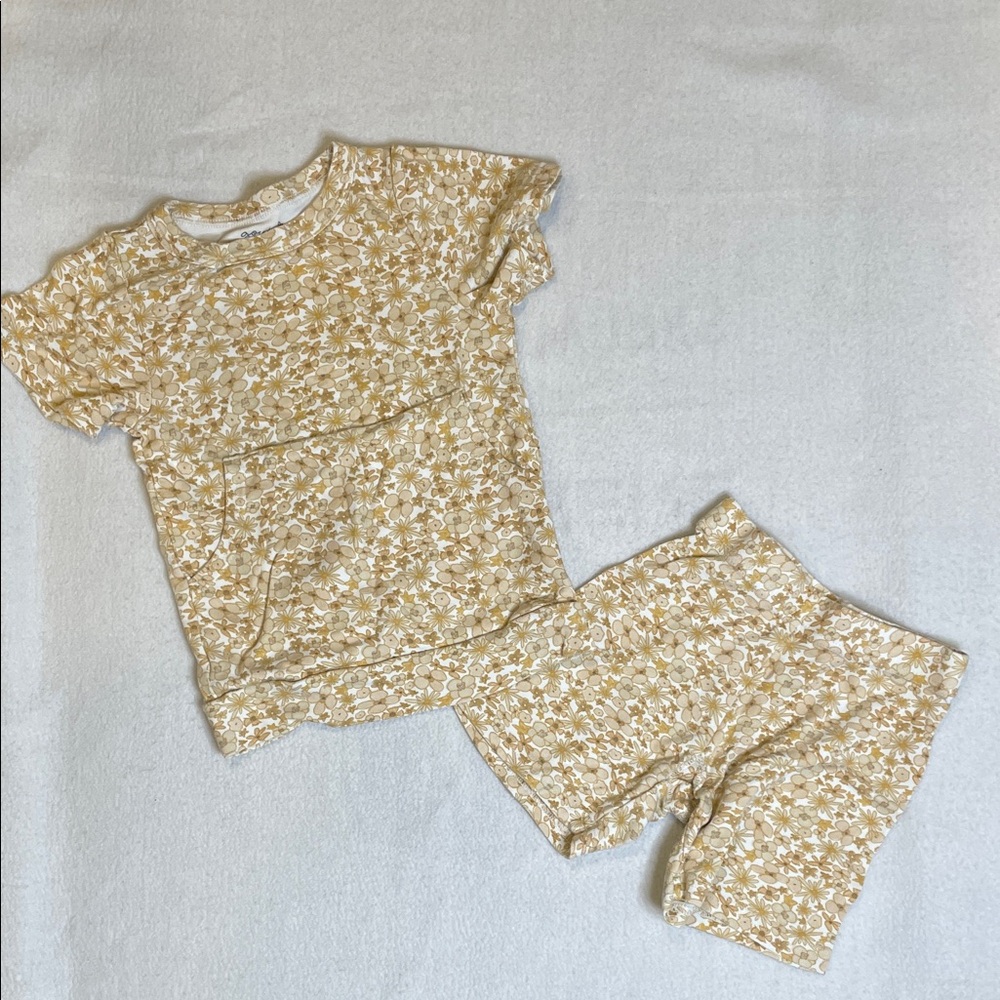 Goumi Kids Floral Pajama Set - Yellow and White